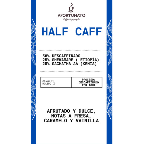 HALF CAFF, BLEND DE DESCAFEINADO Y  ETIOPÍA HALO BERITI